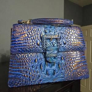 Brahmin Blue and Gold Crossbody Bag